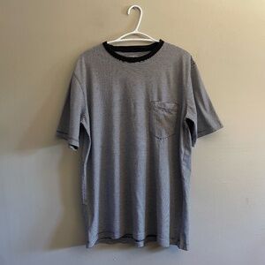 Lands' End Navy & White Stripe Cotton Short Sleeve Tee with Pocket